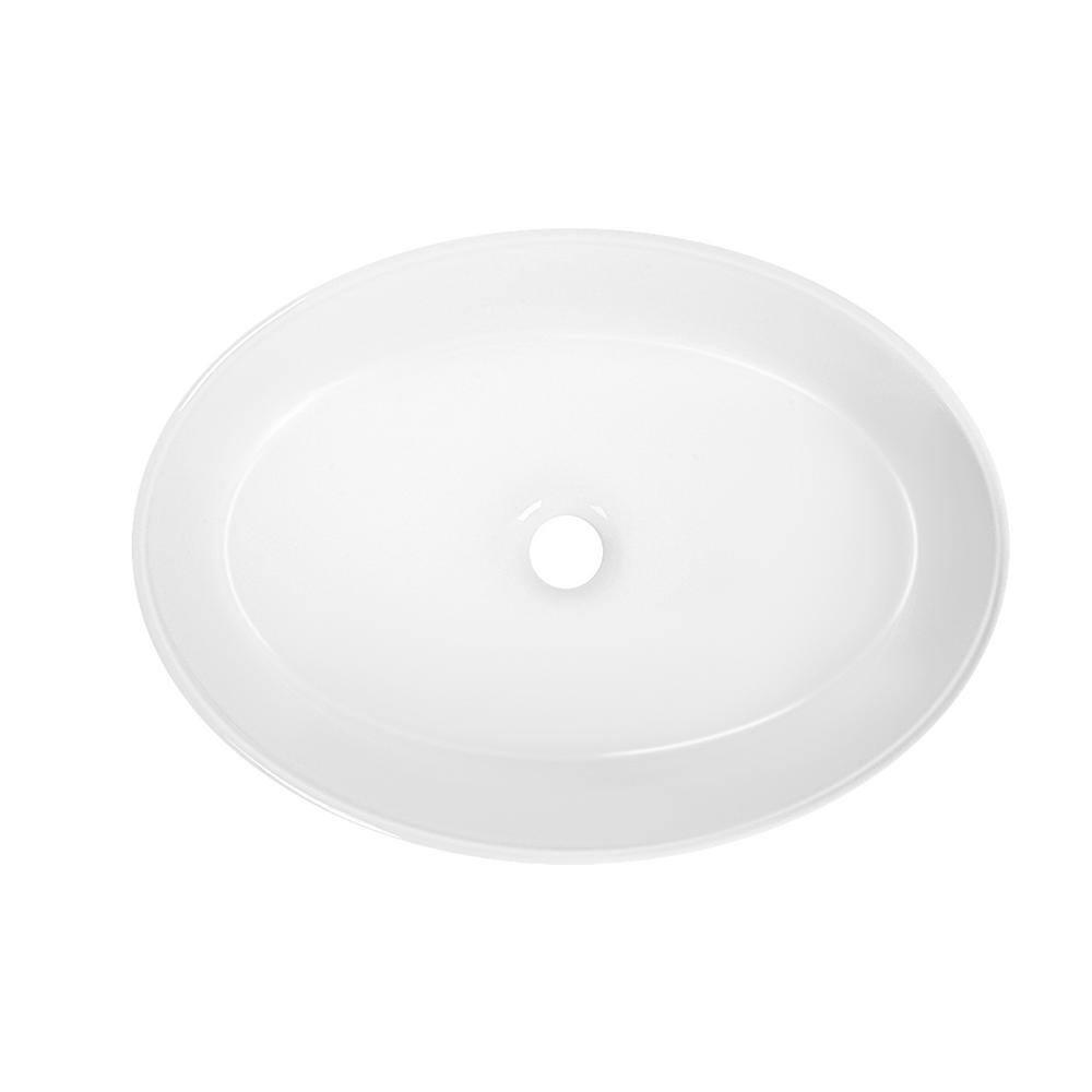 DeerValley 19.7'' x 14'' White Oval Vitreous China Vessel Bathroom Sink