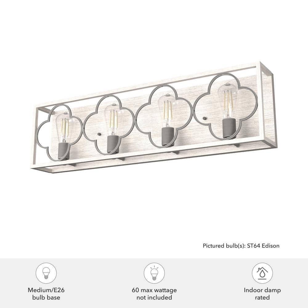 Hunter Fan Gablecrest 4 Light  Flush Mount Bathroom Vanity Wall Light Fixture