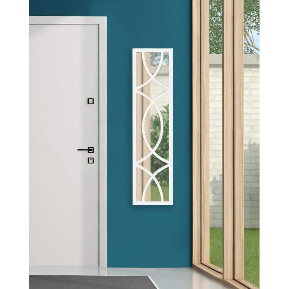 Kate and Laurel Tolland Decorative Wooden Panel Wall Mirror, 12" x 48", Soft White, Rustic Windowpane Accent Piece