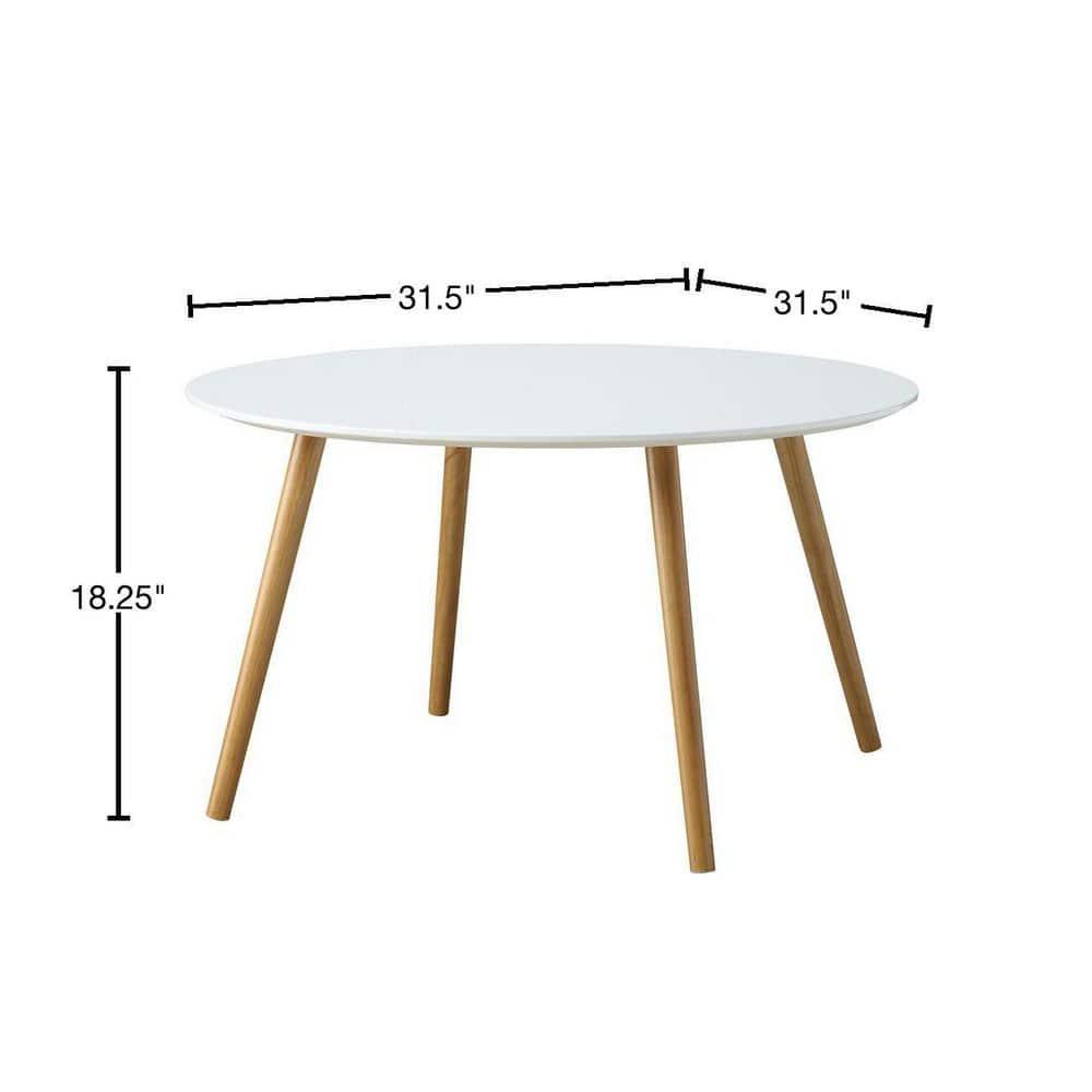 Convenience Concepts Oslo 32" Round Coffee Table in Glossy White Wood Finish