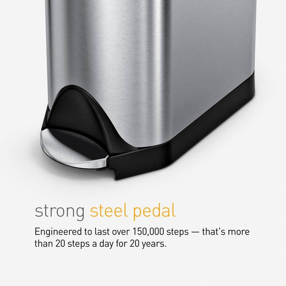 simplehuman Butterfly Lid Kitchen Step Trash Can, Brushed Stainless Steel