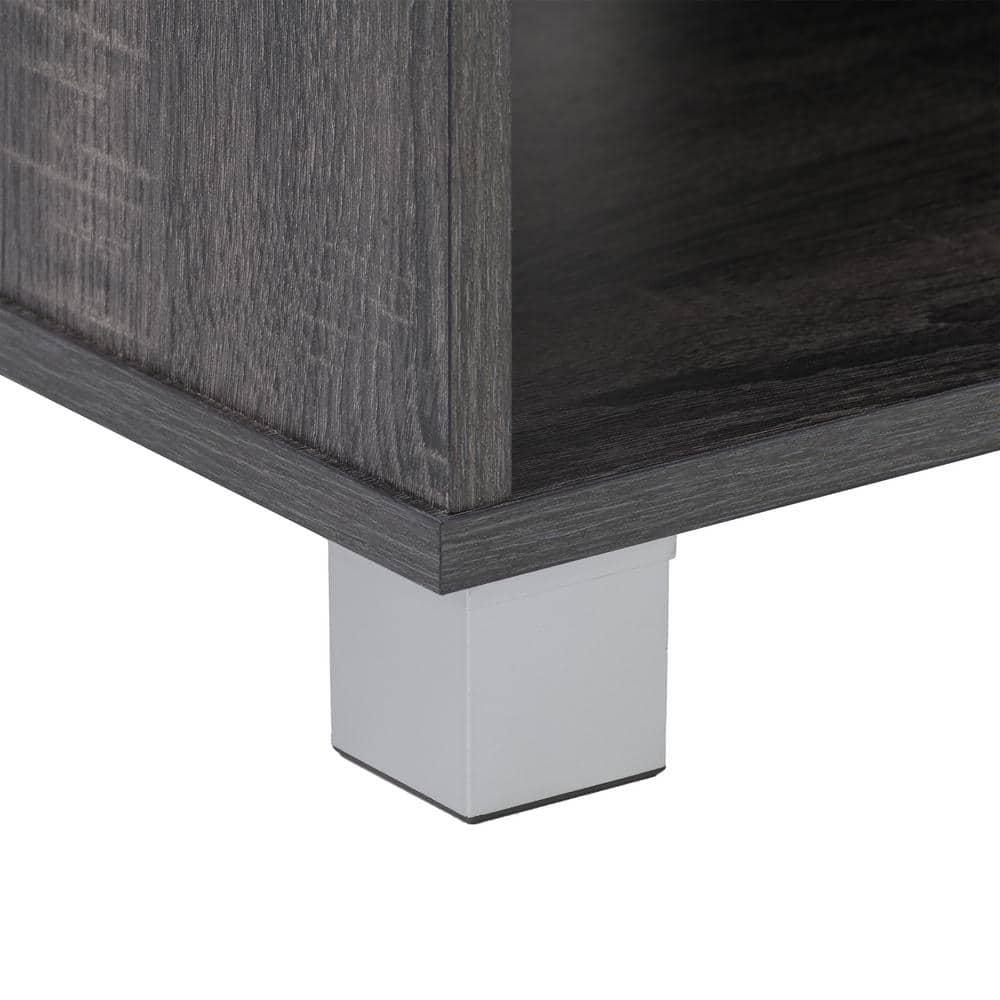 CorLiving Hollywood TV Stand for TVs up to 85" Wood Grain Gray : Modern Entertainment Center with Open Shelves, Adjustable Storage