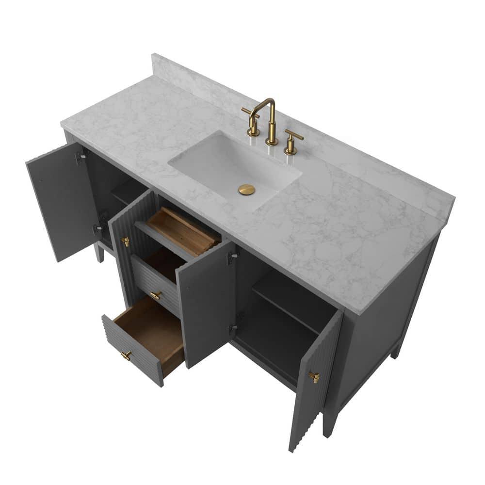 60'' Single Bathroom Vanity with Engineered Marble Top