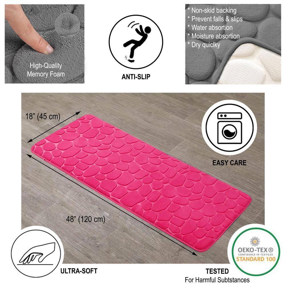 Evideco Pebble Runner Mat - Memory Foam - 48"L x 18"W for Kitchen, Bathroom and more