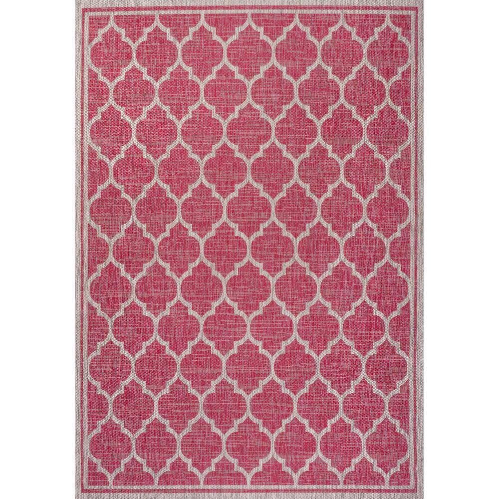 3' x 5' Trebol Moroccan Trellis Textured Weave Indoor/Outdoor Area Rug, Fuchsia/Light Gray - JONATHAN Y