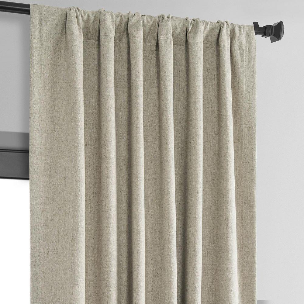 Light Tan Brown Vintage Thermal Cross Linen Weave Blackout Rod Pocket Curtain - 50 in. W x 120 in. L (1 Panel)