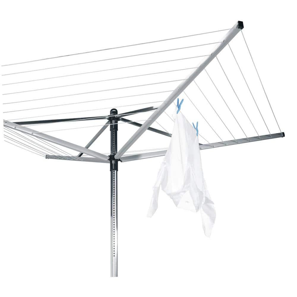 Brabantia Adjustable Gray Steel Outdoor Rotary Clothesline with Accessories