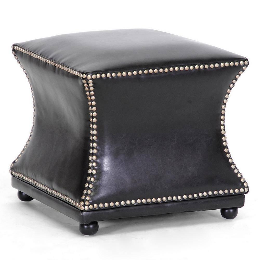 Ellastone Modern Leather Ottoman Dark Brown - Baxton Studio: Square Footstool, Faux Upholstered, No Assembly