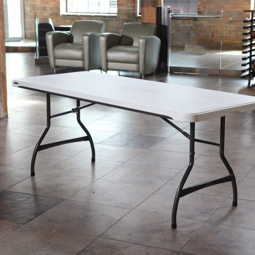 Lifetime 6 Foot Rectangle Folding Table Indoor/Outdoor Commercial Grade, White Granite (80306)