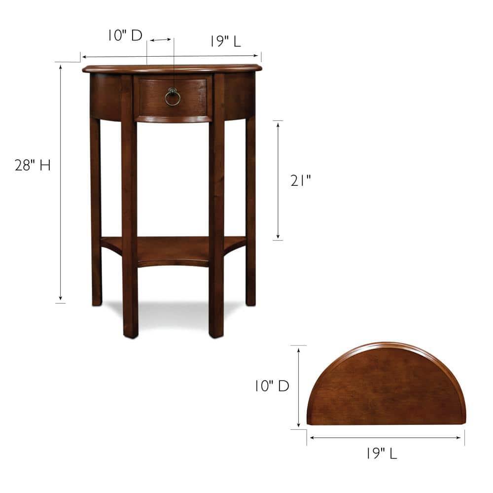 Demilune Hall Stand - Chocolate Cherry - Leick Home: Entryway Furniture with Drawer & Lower Shelf