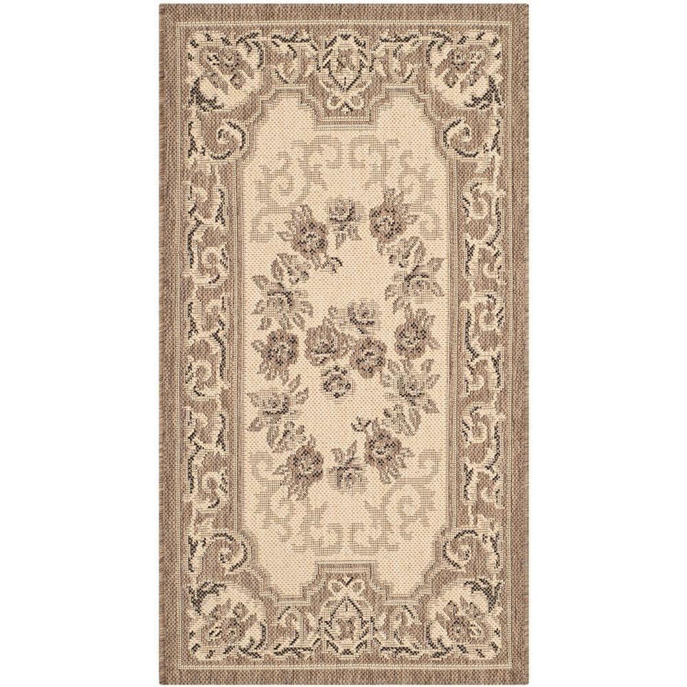 Courtyard CY7208 Power Loomed Indoor/Outdoor Accent Rug - Creme/Brown - 2'x3'7" - Safavieh.