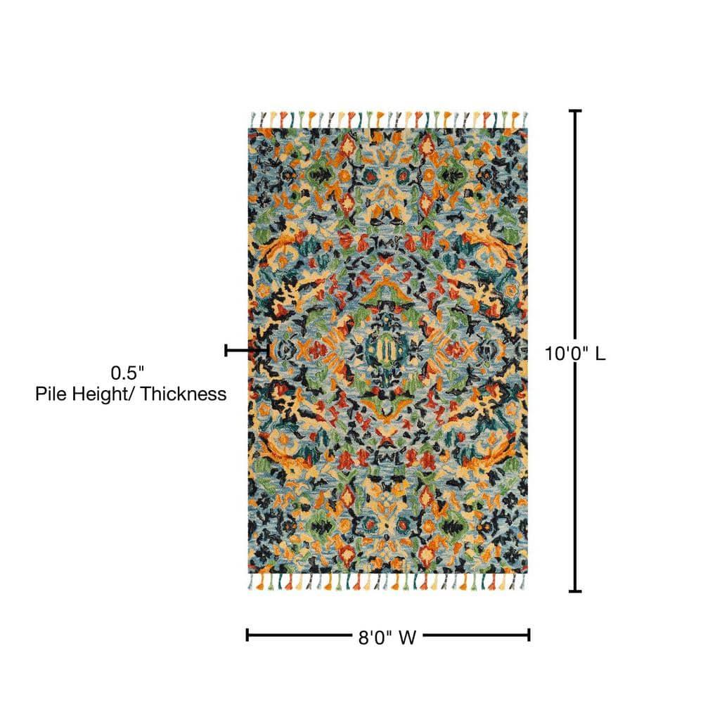 SAFAVIEH Blossom Everitt Floral Wool Area Rug, Blue/Multi, 8' x 10'