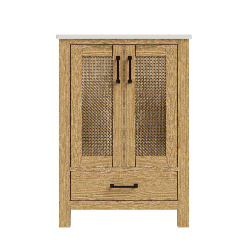 DeerValley Cove 24" Fully Assembled Single Bathroom Vanity with Ceramic Top, Soft-close Doors and Drawer