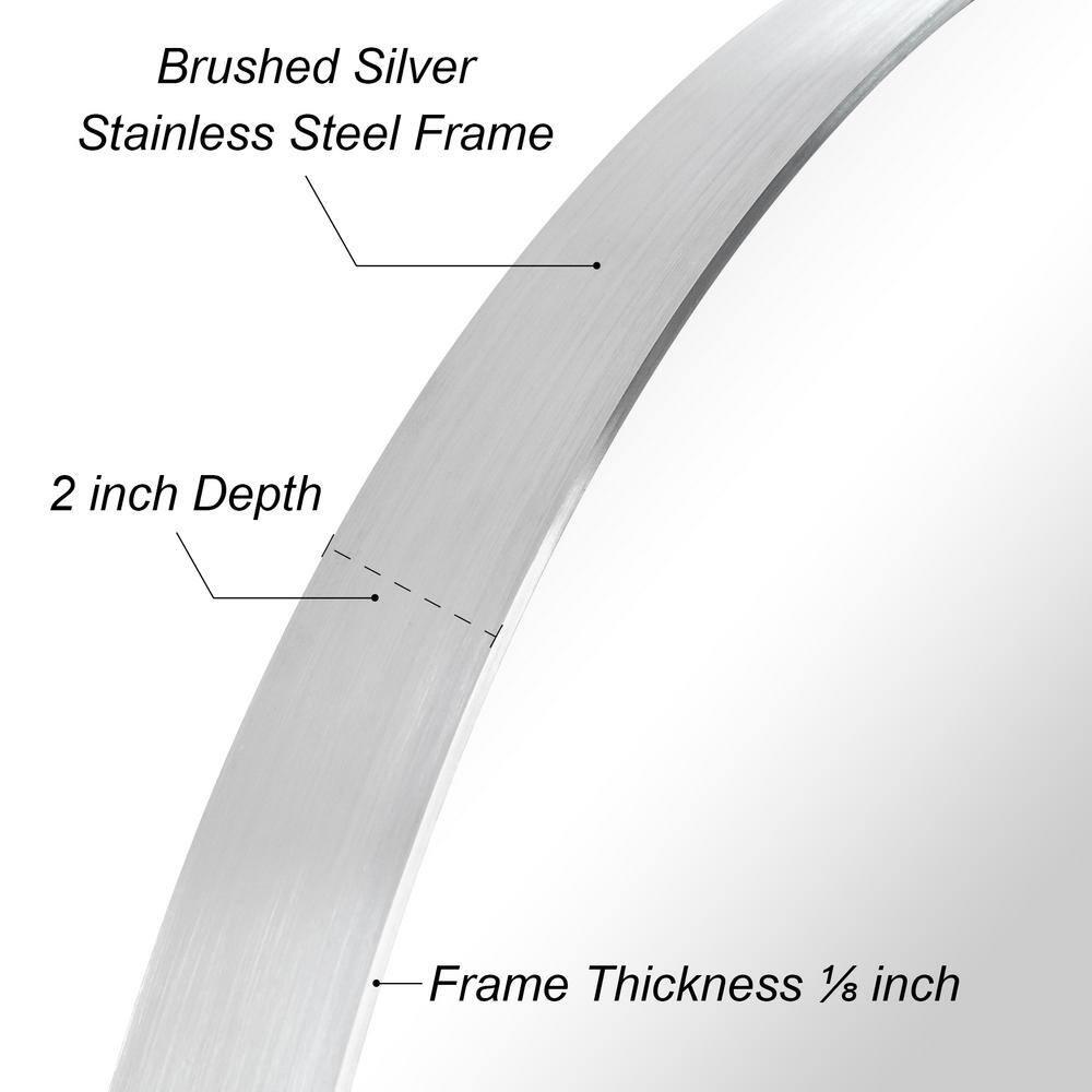 Empire Art Direct Ultra Stainless Steel Oval Wall Mirror- 24"x36" Brushed Silver Silver