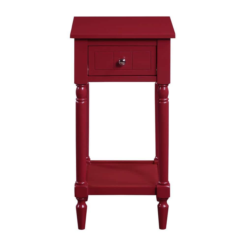 Convenience Concepts French Country Khloe 1 Drawer Accent Table with Shelf, Cranberry Red