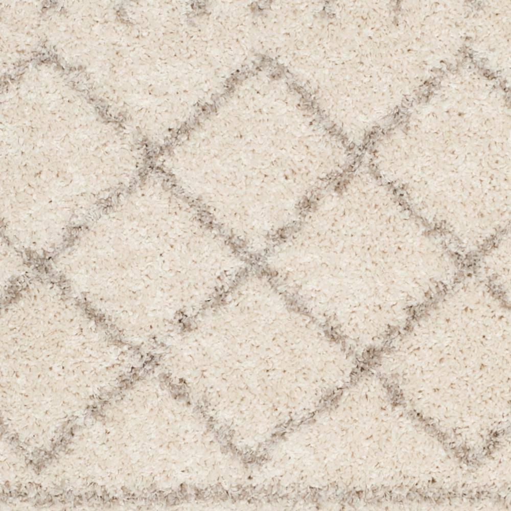 SAFAVIEH Arizona Teagan Geometric Striped Shag Area Rug, Ivory/Beige, 9' x 12'