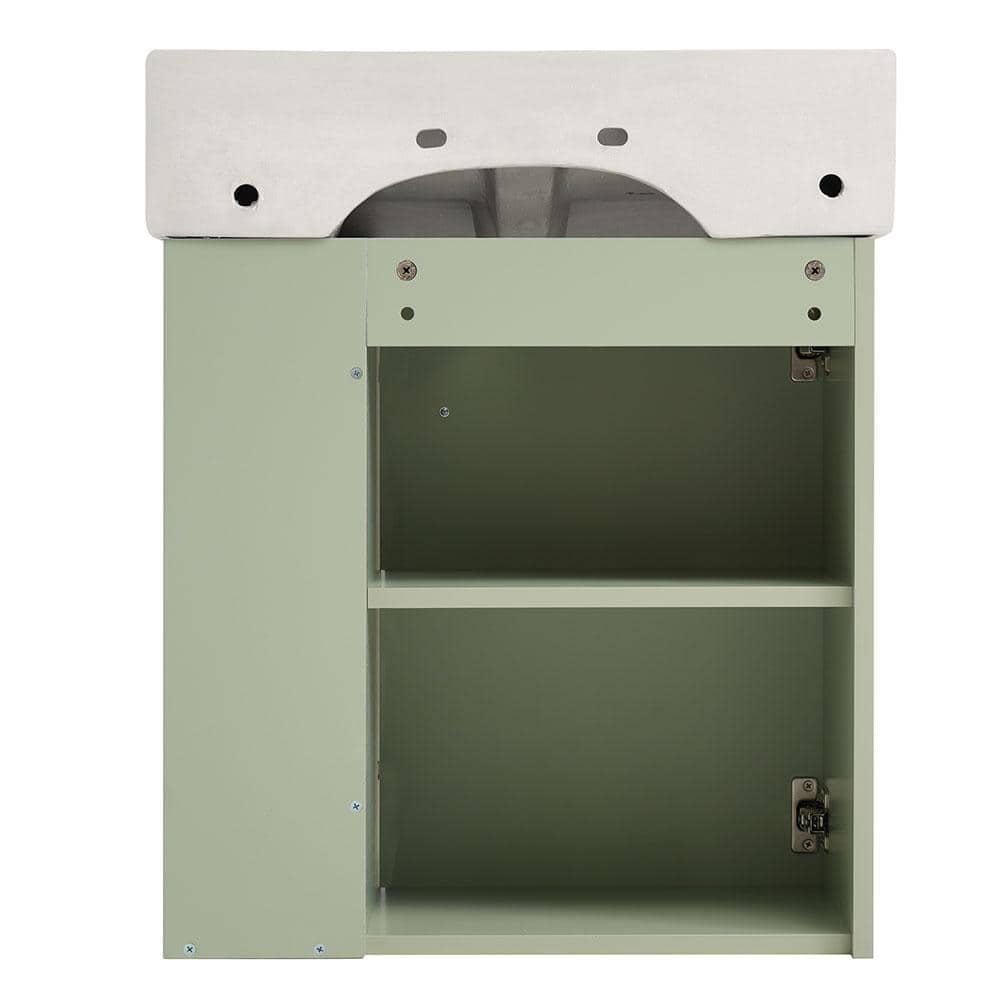 CARPET DESIGN UNLIMITED 2015 LLC 21.6 inch Modern Floating Bathroom Vanity with Ceramic Basin, Right side storage, Green