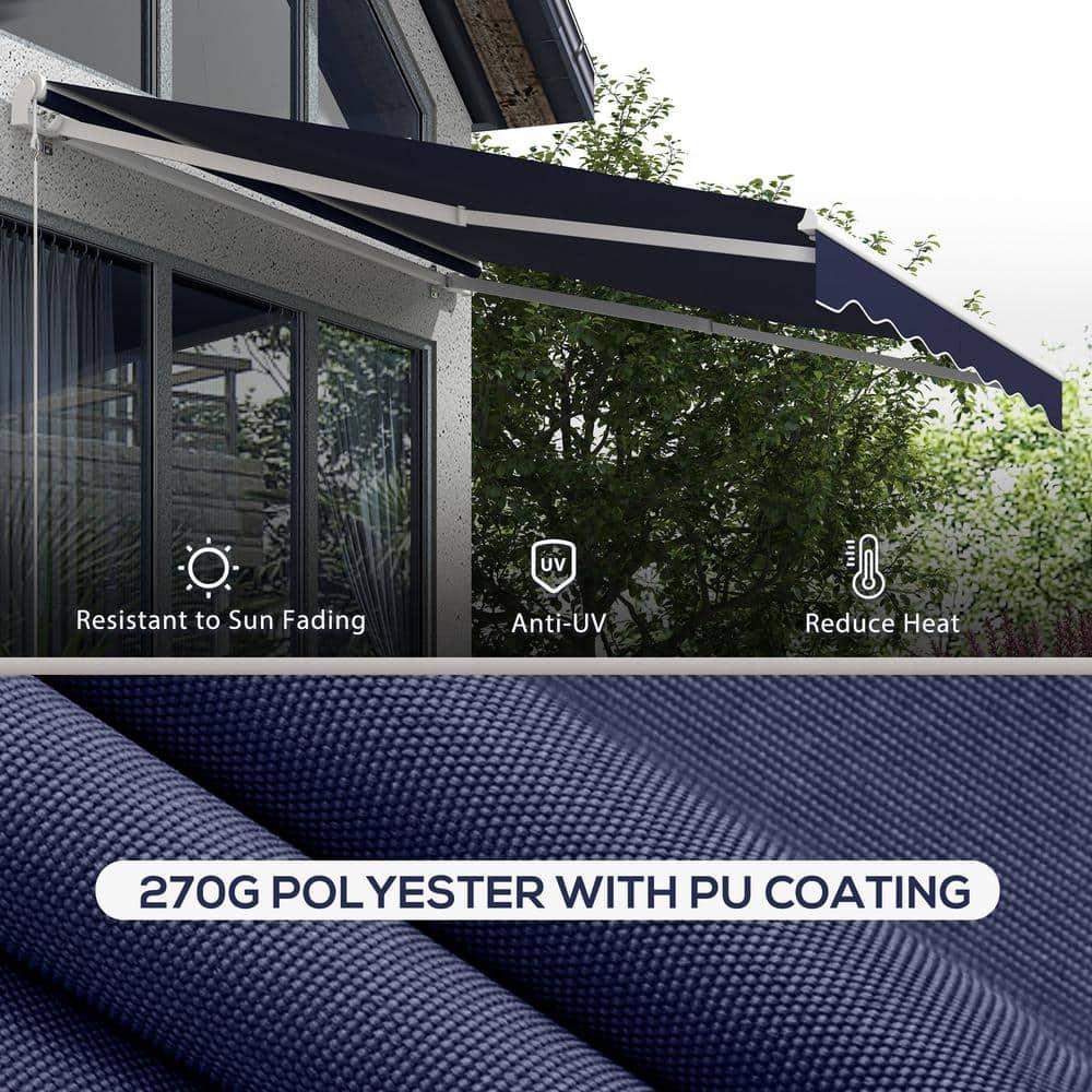 Outsunny 59'' Polyester Cream Cover Motorized Retractable Patio Awning