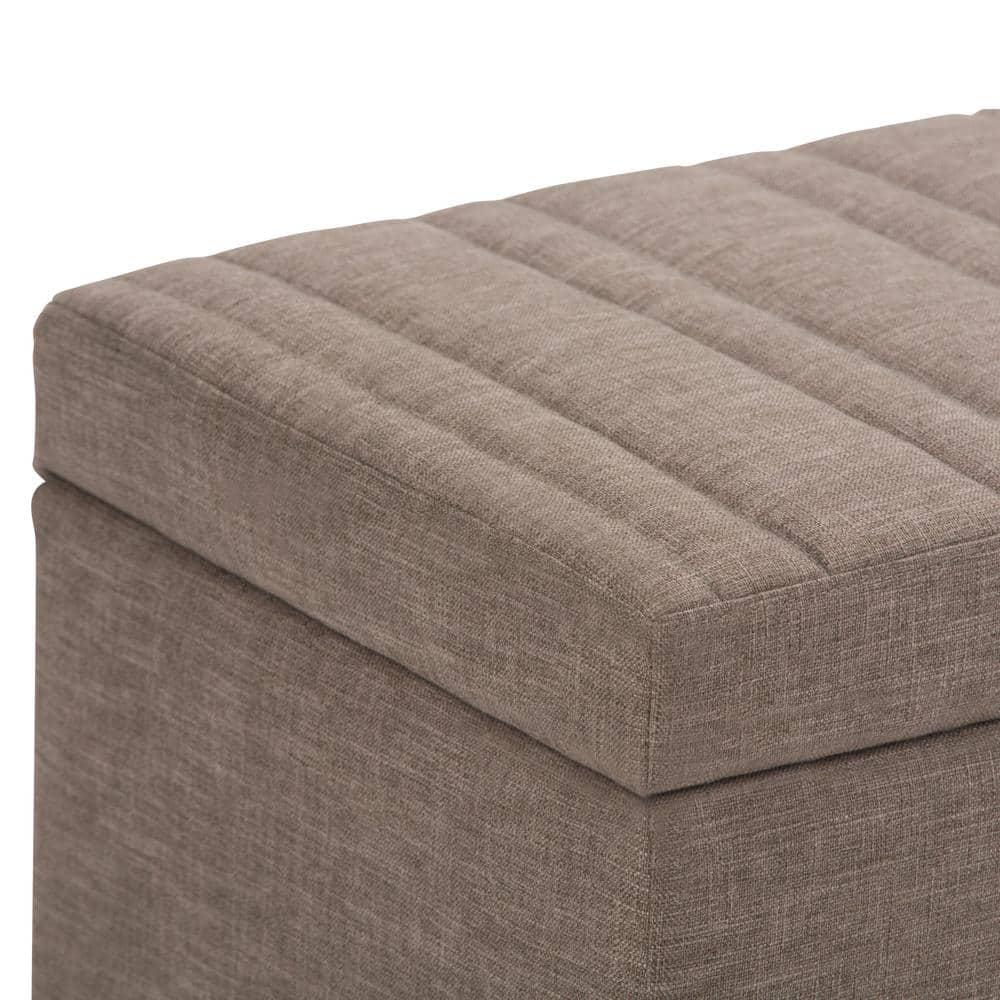 Simpli Home Darcy 33"W Upholstered Storage Ottoman Bench with Large Interior Storage and Child Safety Hinges