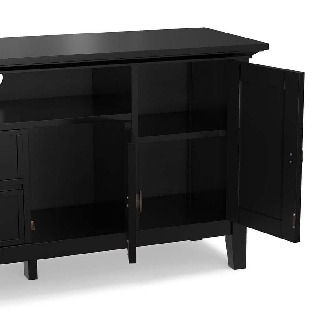 Simpli Home Redmond 72"W Solid Wood TV Stand for TVs up to 80" with Storage Cabinets