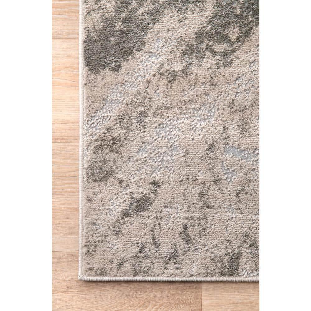 Nuloom Cyn Abstract 8 Square Indoor Area Rug for Living Room Bedroom Dining Room Kitchen, Silver/Ivory