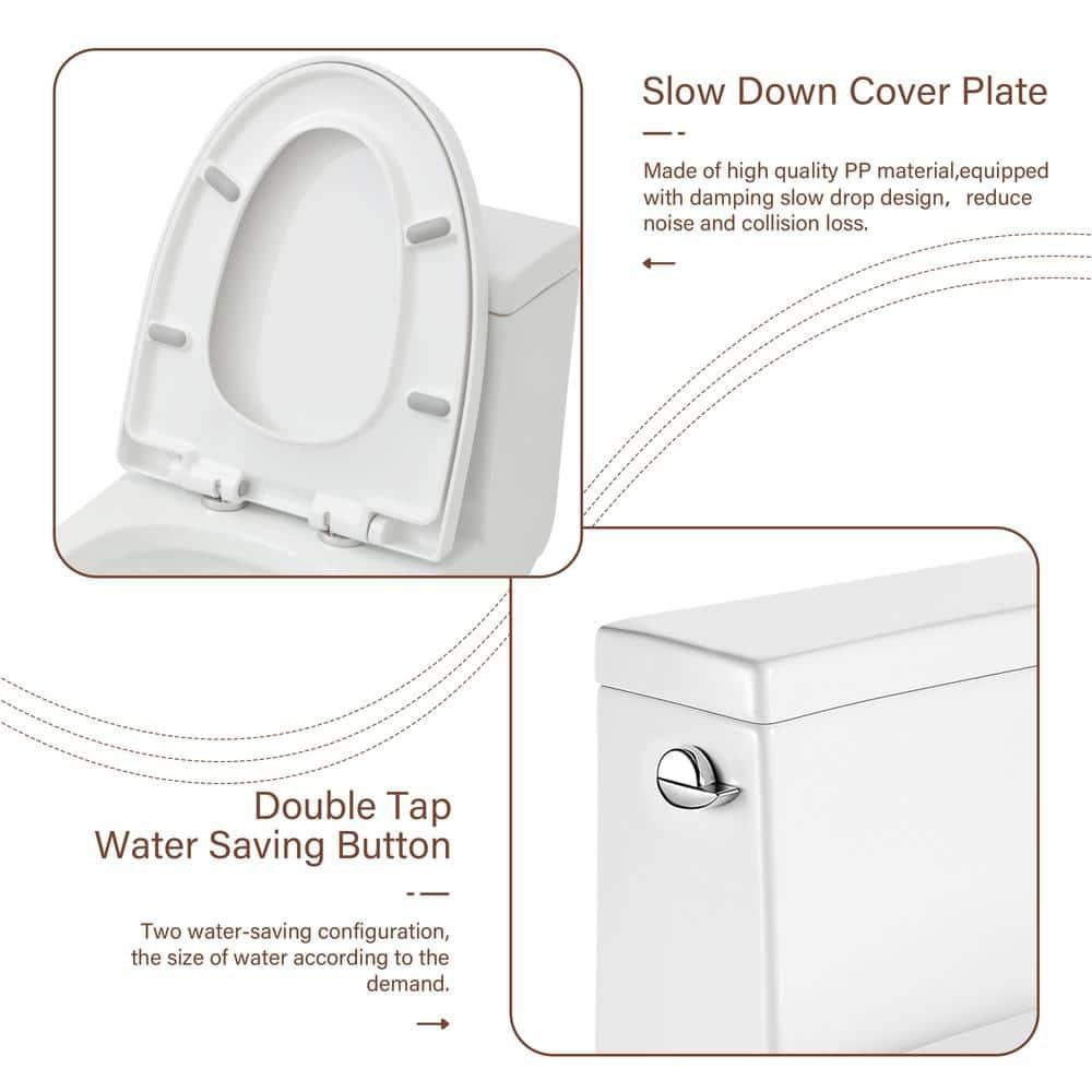 1.28 GPF Elongated Comfort Height One-Piece Toilet with Seat Included