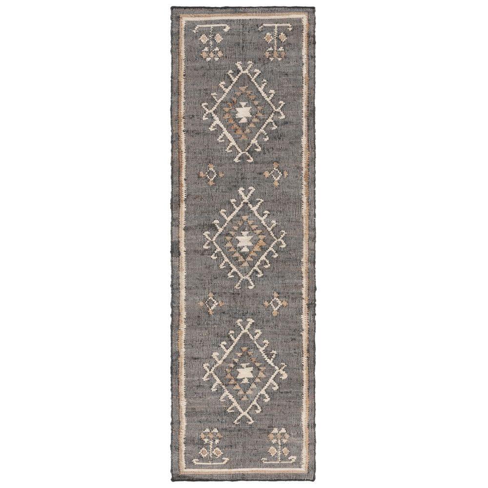 Kilim KLM762 Hand Woven Runners - Black/Ivory - 2'3"x11' - Safavieh