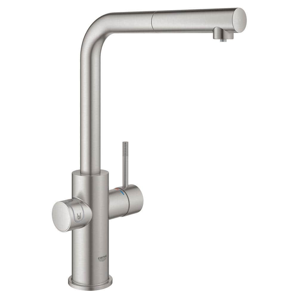 Blue Pull Out Single Handle Kitchen Faucet with Accessories