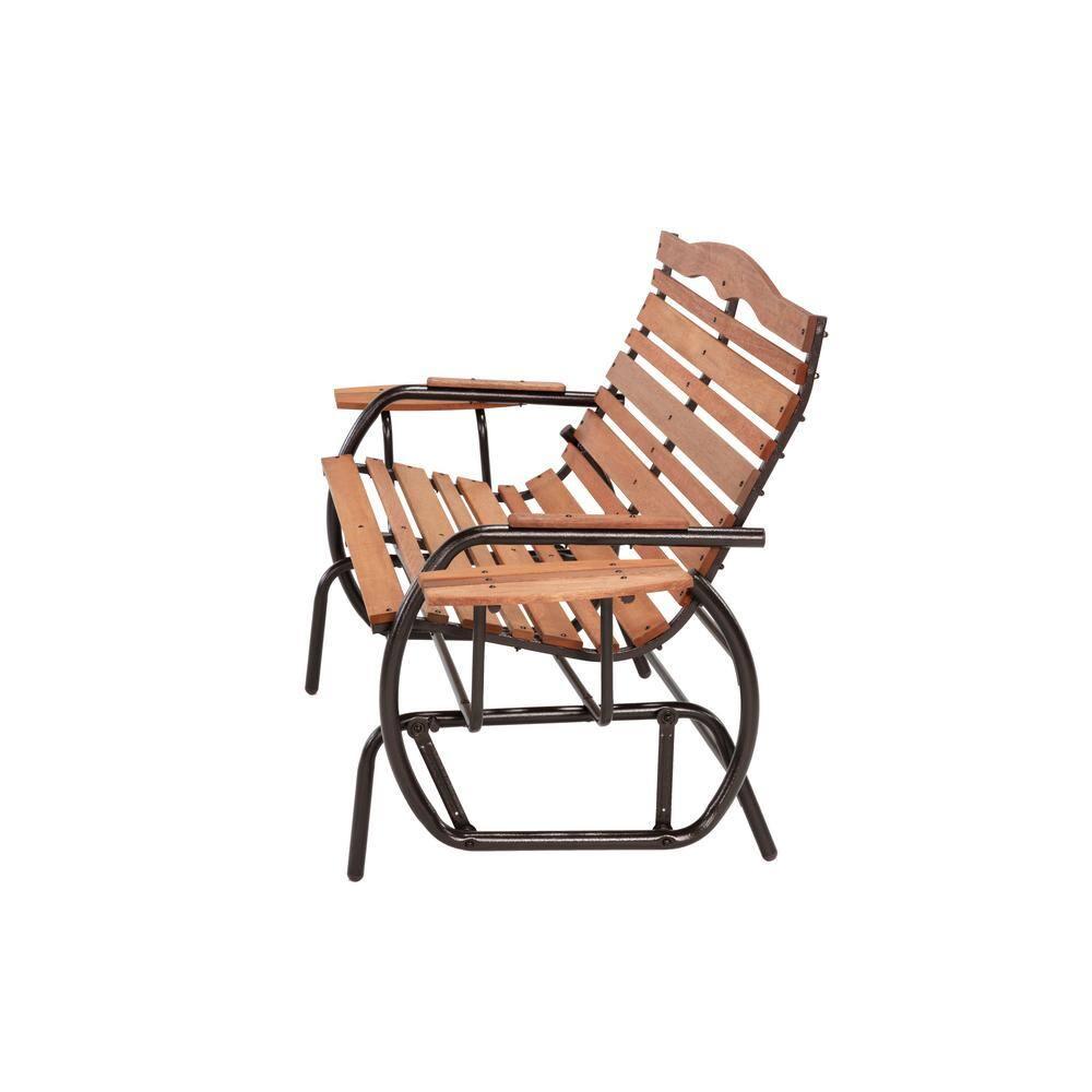 Jack Post Country Garden Glider Bench with Trays in Bronze Steel Frame
