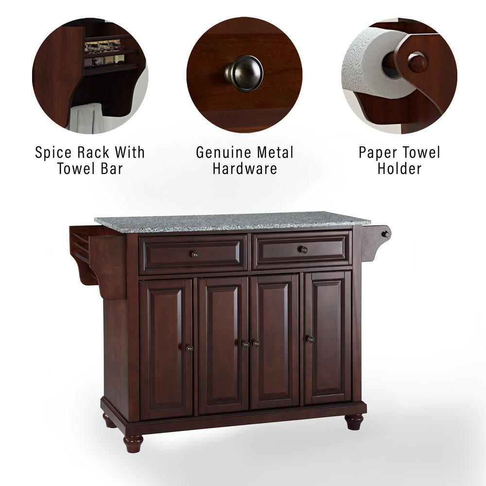 Crosley Furniture Cambridge Wood Kitchen Island in Mahogany/Gray