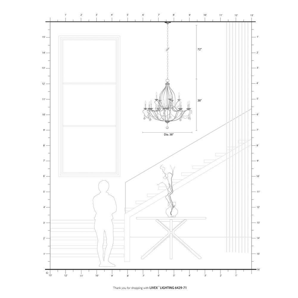 Livex Lighting Chesterfield Chandelier in Hand Applied Venetian Golden Bronze