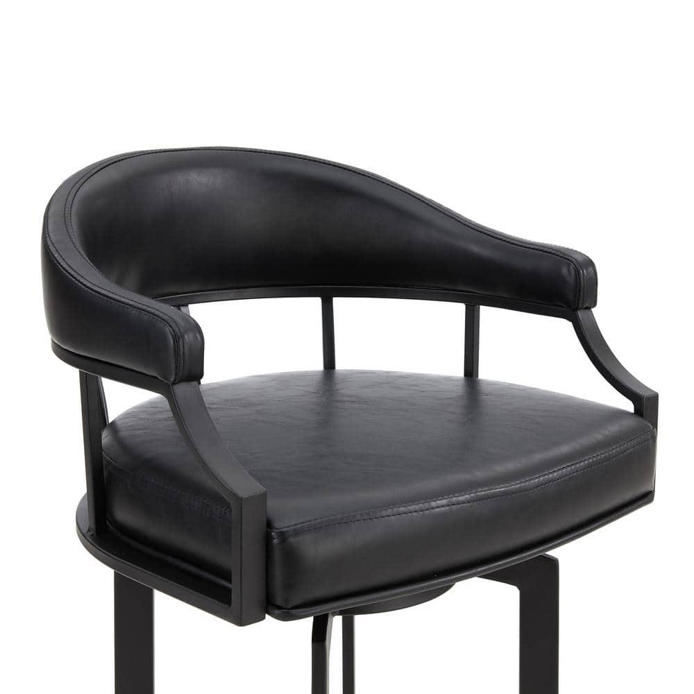Armen Living Indoor Dione 30" Bar Height Barstool in Auburn Bay and Brown Faux Leather