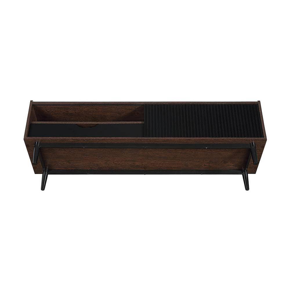 Duane Modern Ribbed TV Stand for TVs up to 55" Dark Brown/Black - Manhattan Comfort