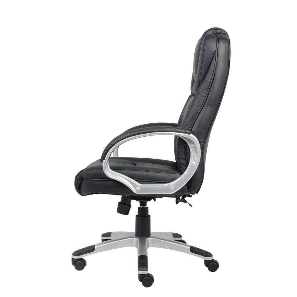 Executive Leatherplus Chair Black - Boss Office Products: High Back, Waterfall Seat, No Tool Assembly