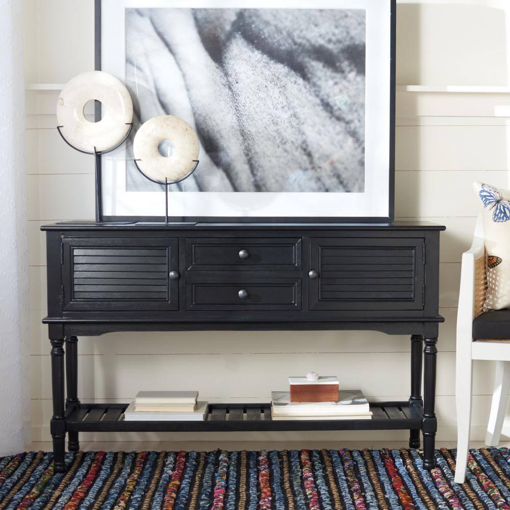 Tate 2 Drawer 2 Door Console Table - CNS5722B - Black - Safavieh