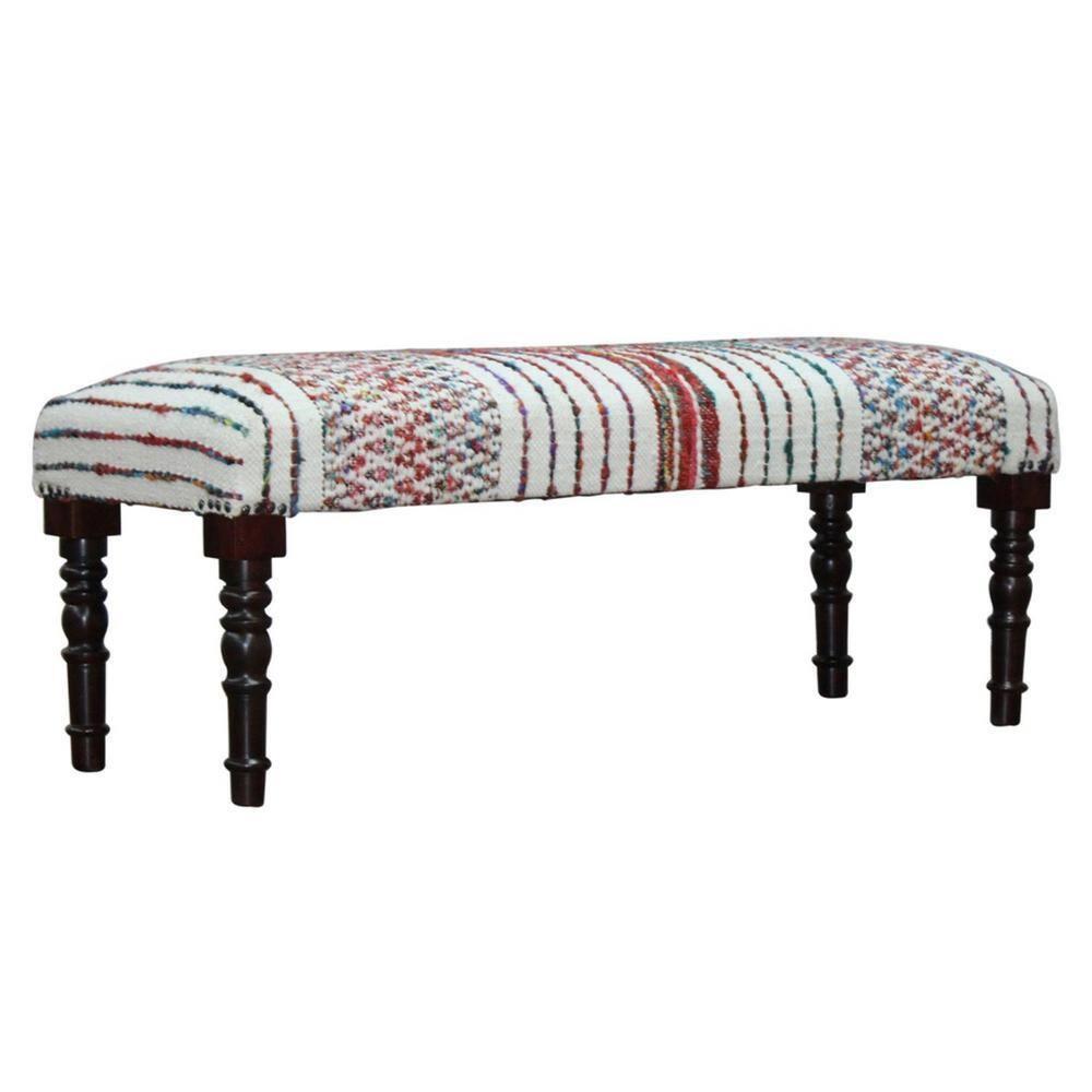 Colorful Chevron and Striped Chindi Bench with Storage