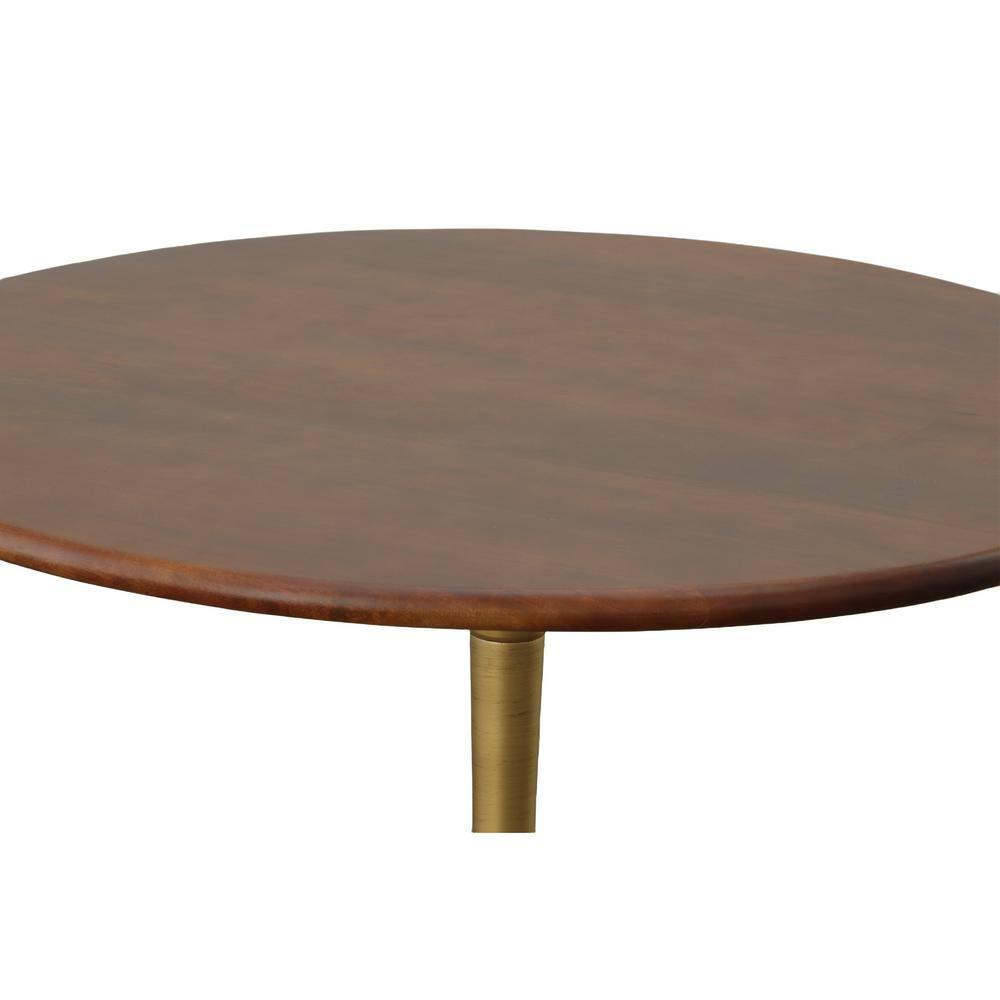 Carolina Classics Alden Wood Top 40" Round Dining Table in Elm and Antique Gold