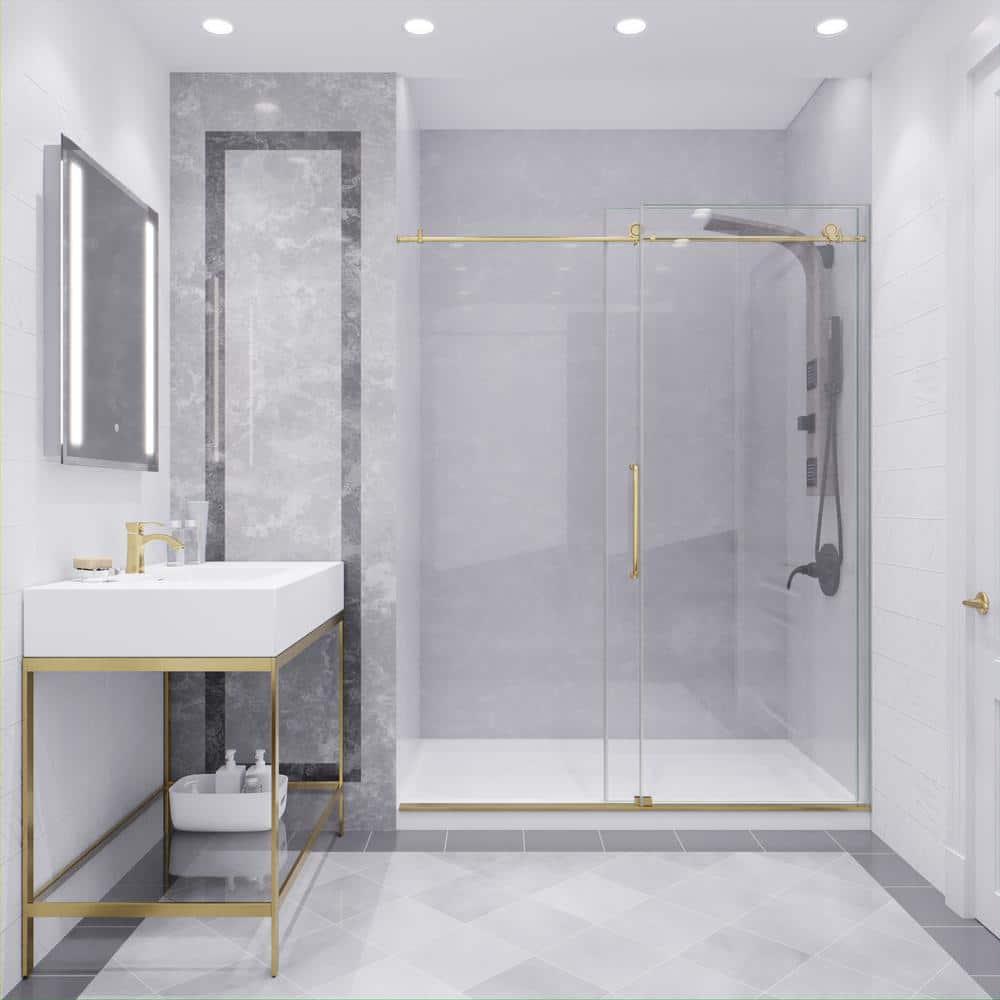 60” W x 76” H Sliding Frameless Shower Door