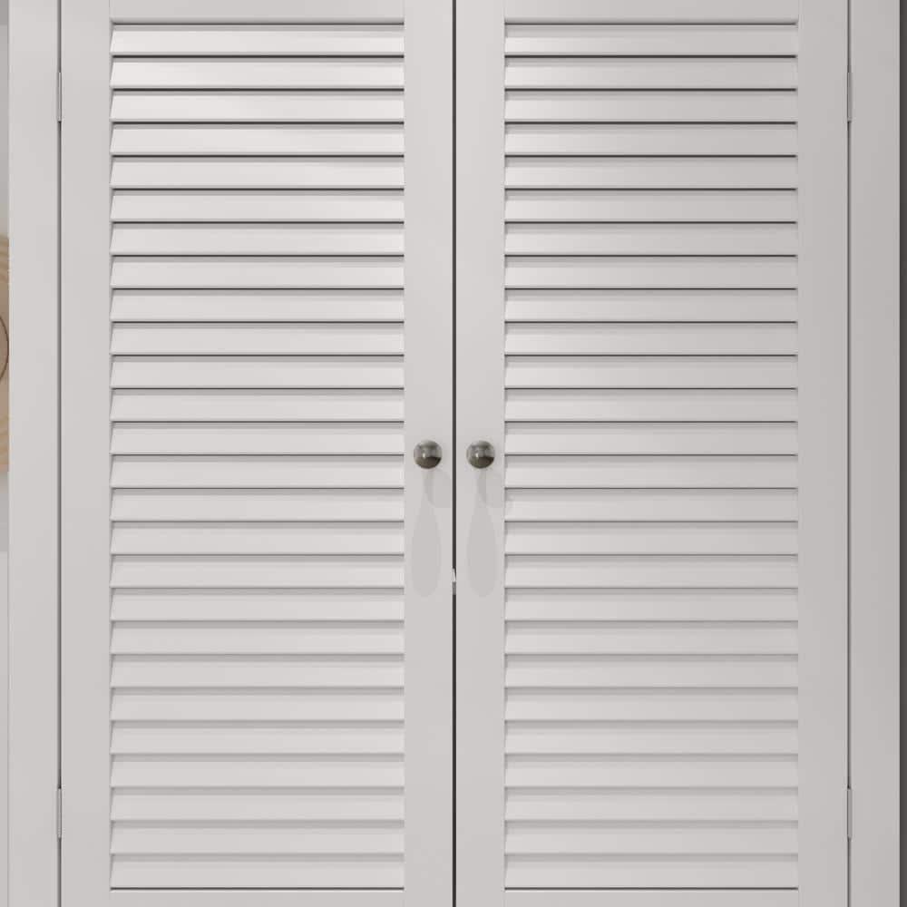 MONSLIPA Kitchen Pantry with Shutter Door, 71.6" Tall Storage Cabinet with Adjustable Shelves and Drawer, White