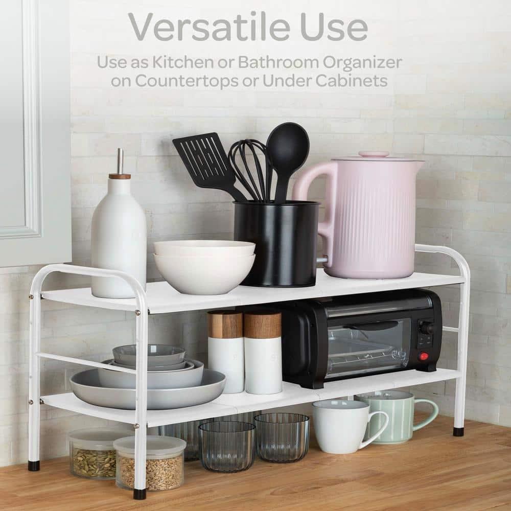 Under Sink Organizer - 2 Tier Adjustable Shelf Organizer with 8 Removable Panels - Kitchen or Bathroom Under Sink Organizers and Storage by Home-Complete