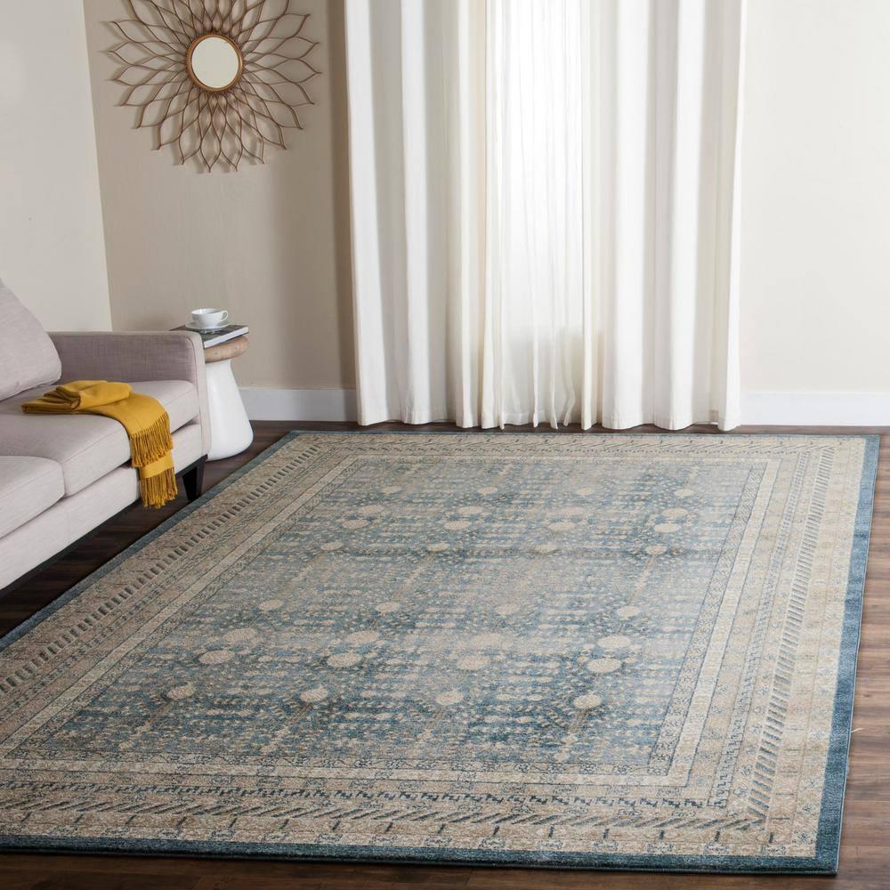 Sofia SOF376 Power Loomed Indoor Area Rug - Blue/Beige - 6'7"x9'2" - Safavieh.