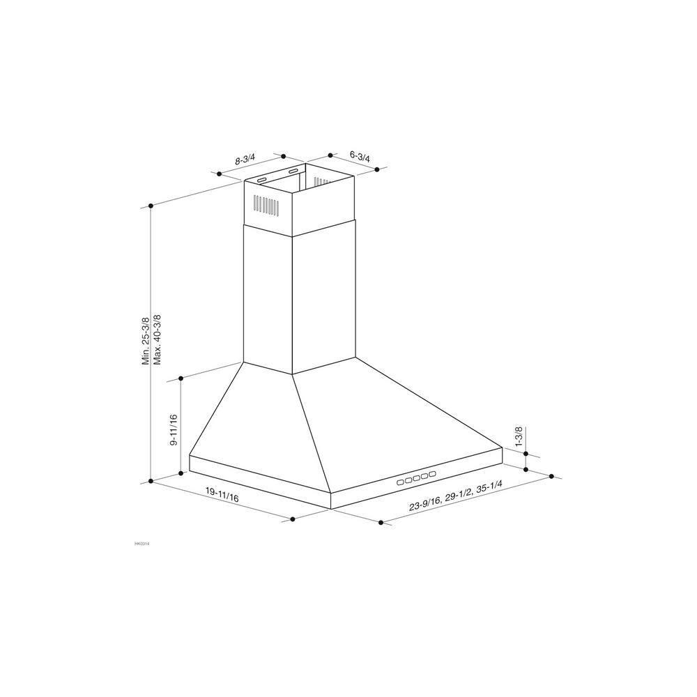 Broan-NuTone BWP1364SS Pyramidal Range LED Lighting Convertiable Wall-Mount Kitchen Chimney Vent Hood, 36-Inch, Stainless Steel
