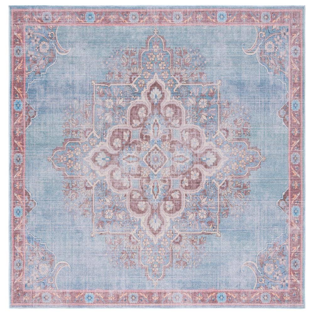 Serapi SEP580 Power Loomed Machine Washable Skid-Resistant Indoor Area Rug - Blue/Brown - 6'7"x6'7" - Safavieh