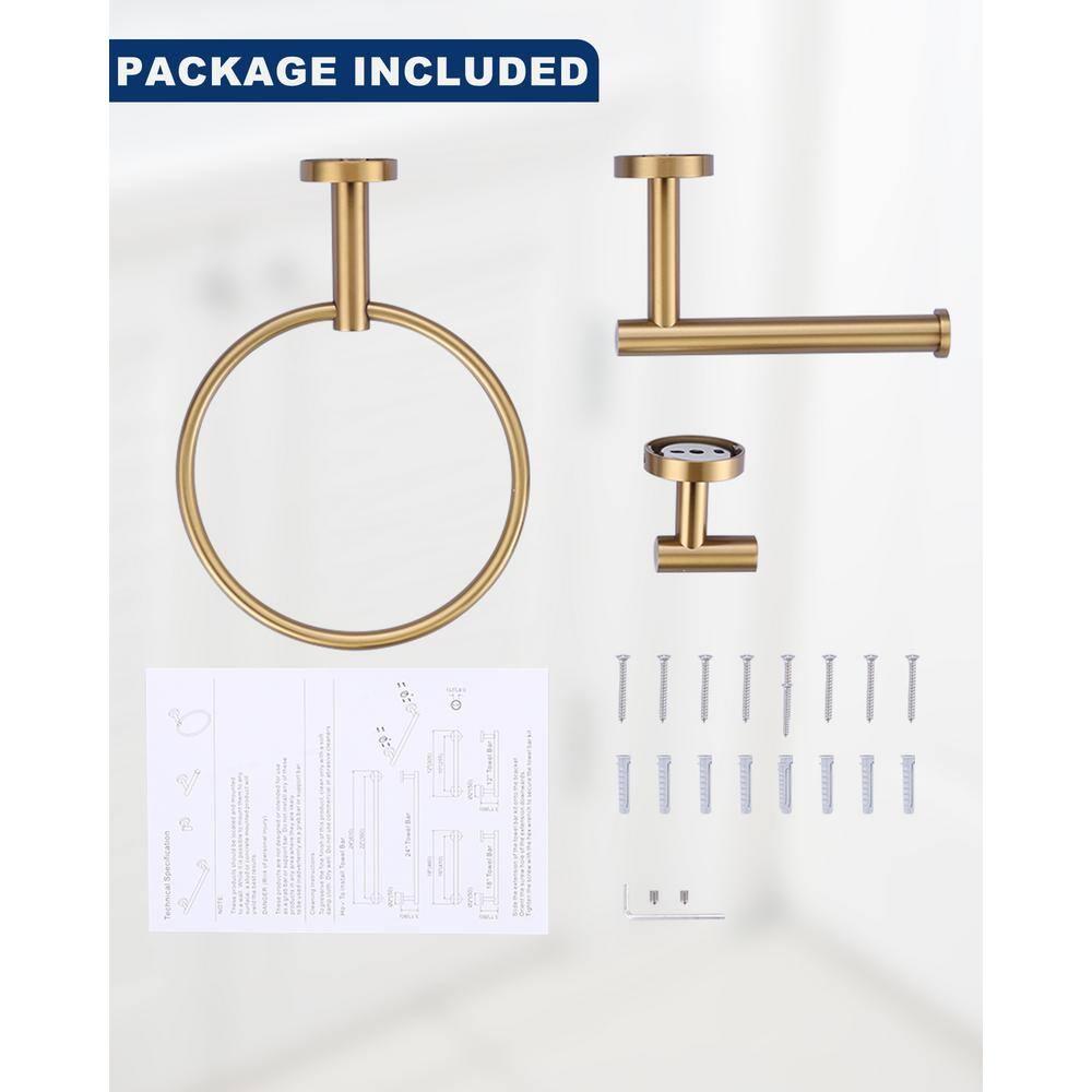 3-Piece Bath Hardware Set With Mounting Hardware With Towel Ring, Towel Hook And Toilet Paper Holder In