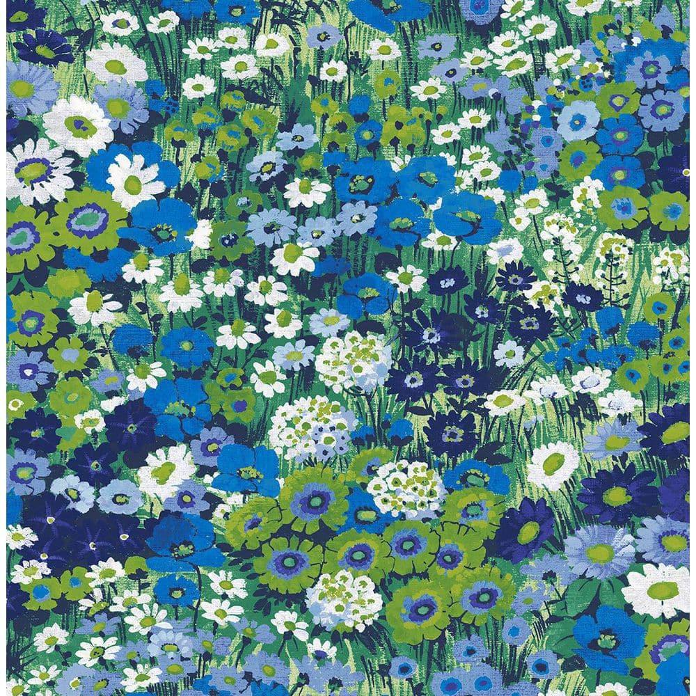 Bright Blue and Sap Green Floral Peel and Stick Wallpaper