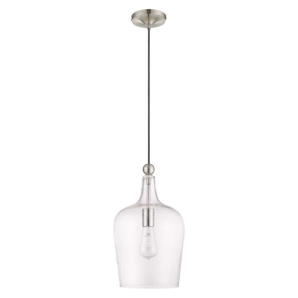Livex Lighting Art Glass 1 - Light Pendant in  Brushed Nickel