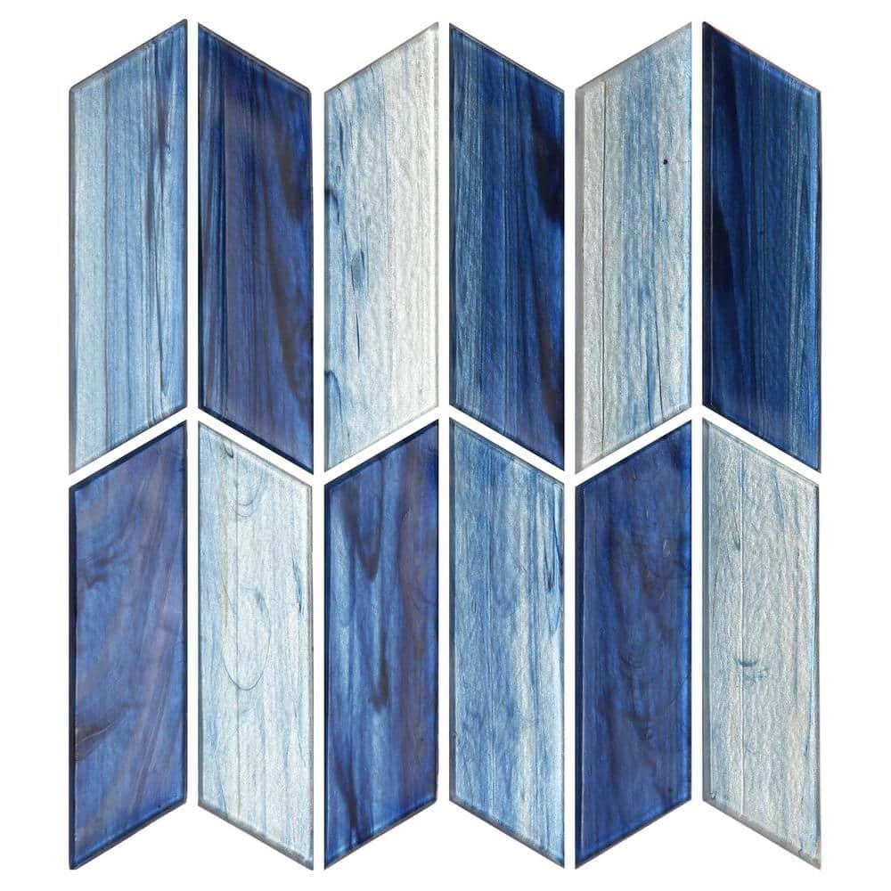 Tara Chevron 11.73 in. x 11.74 in. Molten Glass Mosaic Wall Tile (0.96 Sq. Ft. / Sheet)