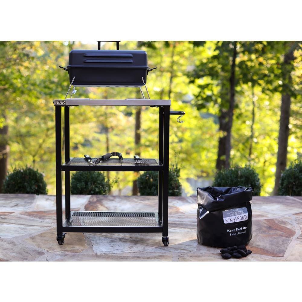 NUUK Stainless Steel Outdoor Kitchen Serving Grill Cart with Storage, BBQ Prep Station Table,  Wheeled