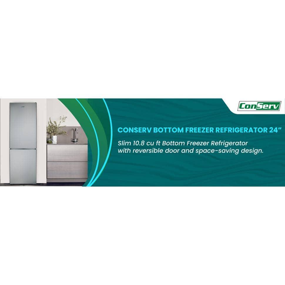 Equator Advanced Appliances Conserv 11cf Bottom Freezer Refrigerator 24in w/ WINE RACK Stainless 110V			 MDRF359WE