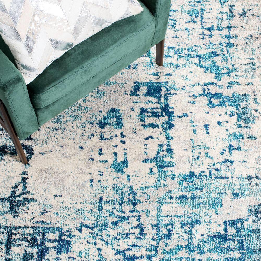 Madison MAD471 Power Loomed Indoor Area Rug - Ivory/Turquoise - 8'x10' - Safavieh